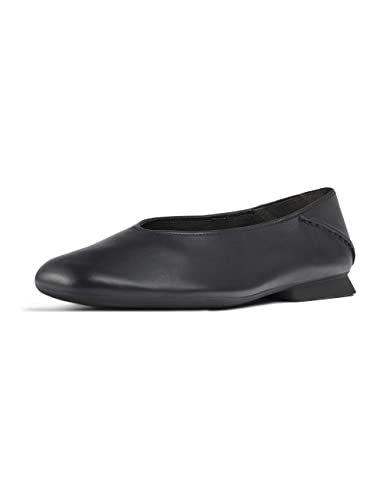 Camper Casi Myra Leather Ballerina Flats for Women - Ultra-Comfortable Women’s Shoes With Soft Ortholite Footbeds & Durable, Lightweight Tpu Outsoles, Black 015-40 Eu / 9 Us