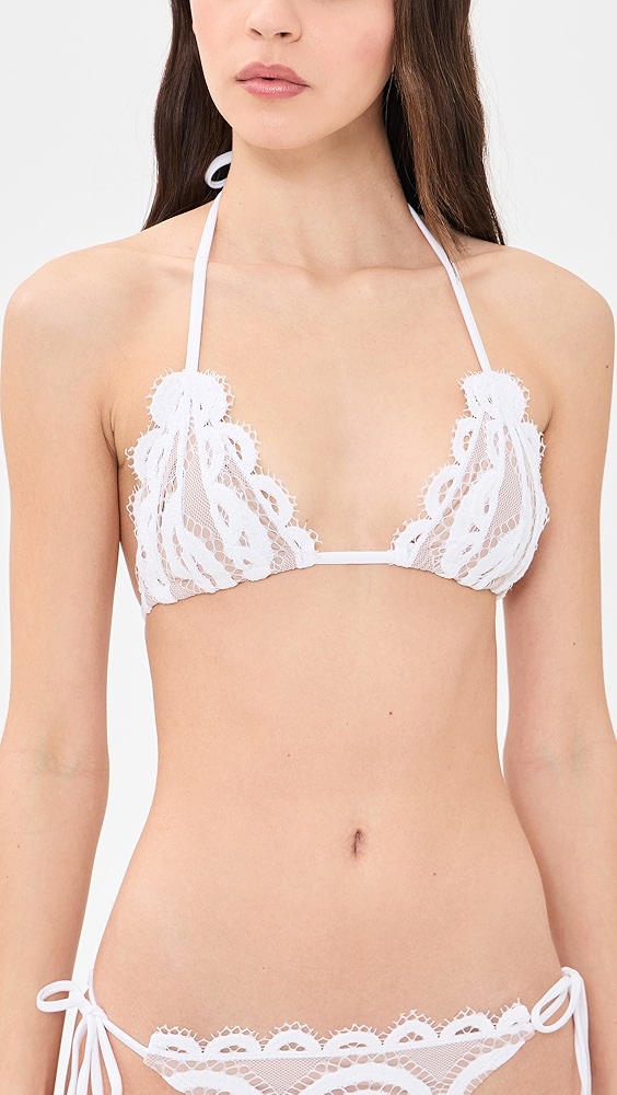 Pq Swim White Lace Triangle Top
