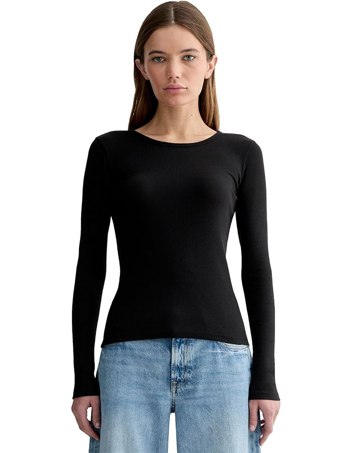 Everlane - the Luxe Rib Long-Sleeve Crew - Black Extra Small