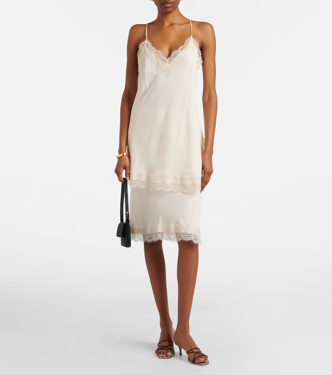 R&oacute;he, Lace-trimmed satin slip skirt