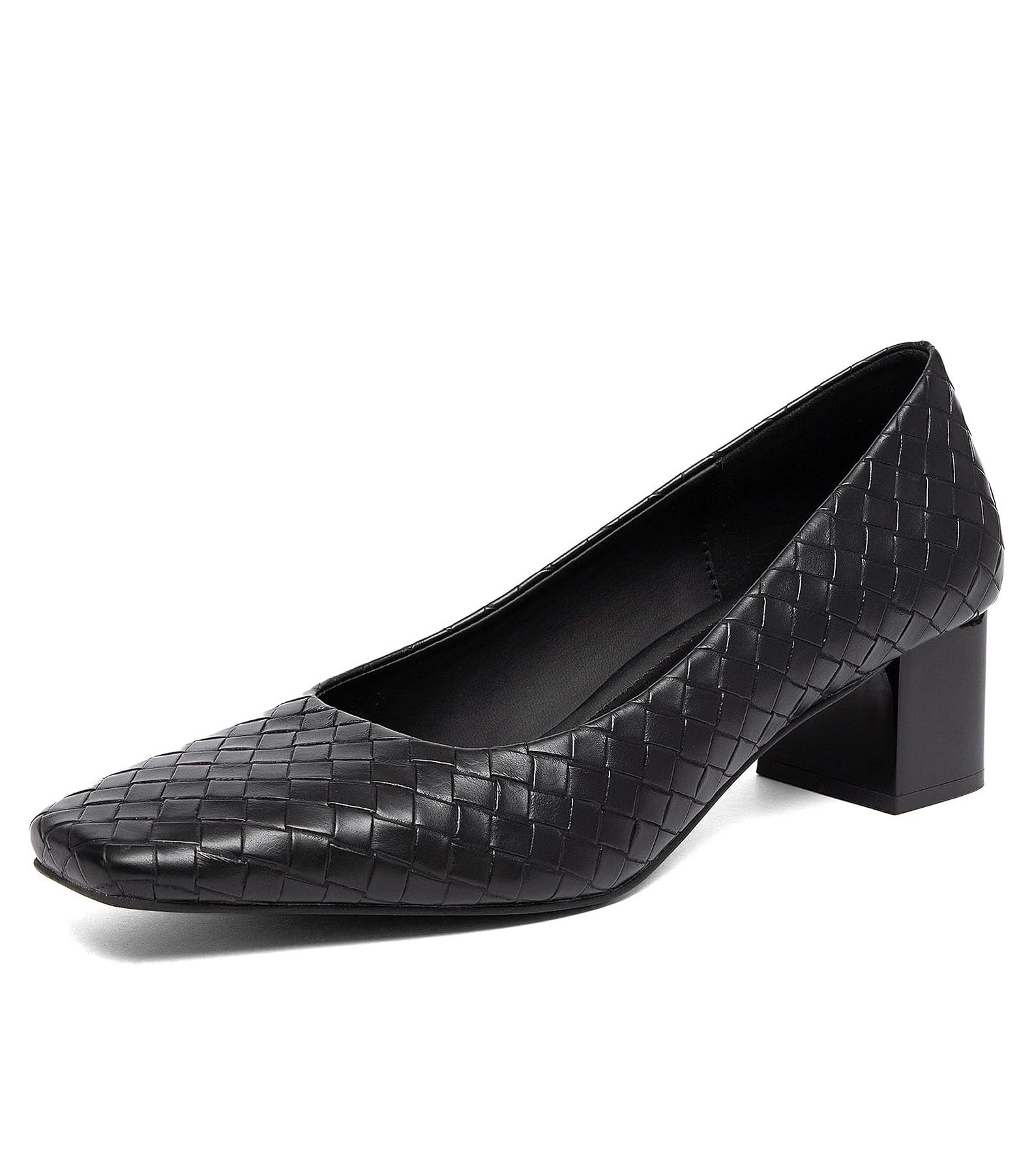 Newbella Women&rsquo;s Patent Square Toe Pumps - Low Chunky Block Heel Dress Shoes for Office, Party & Daily Wear, Black 11