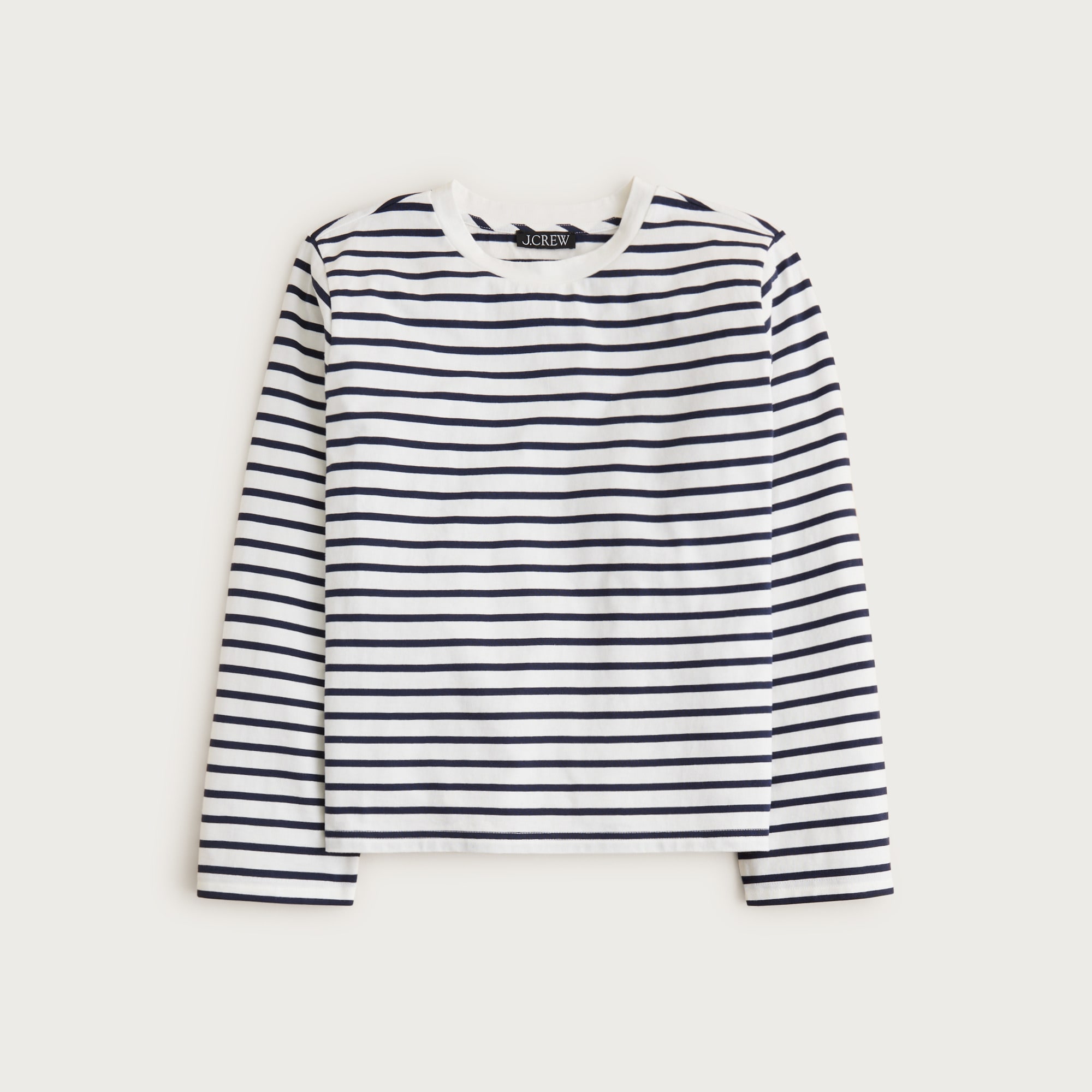 Boyfriend Jersey Relaxed Long-Sleeve T-Shirt in Stripe