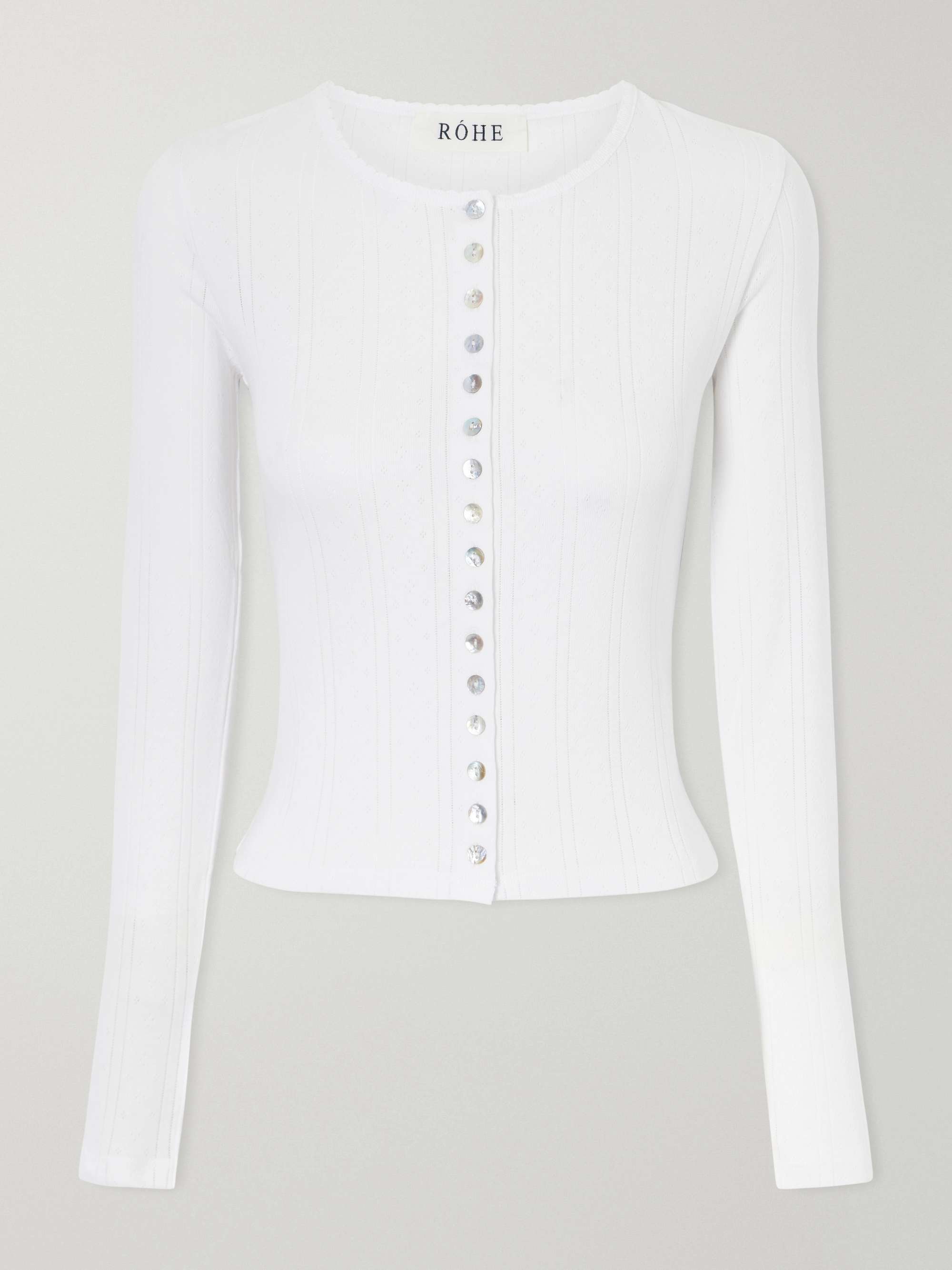 Pointelle-Knit Cotton-Jersey Cardigan