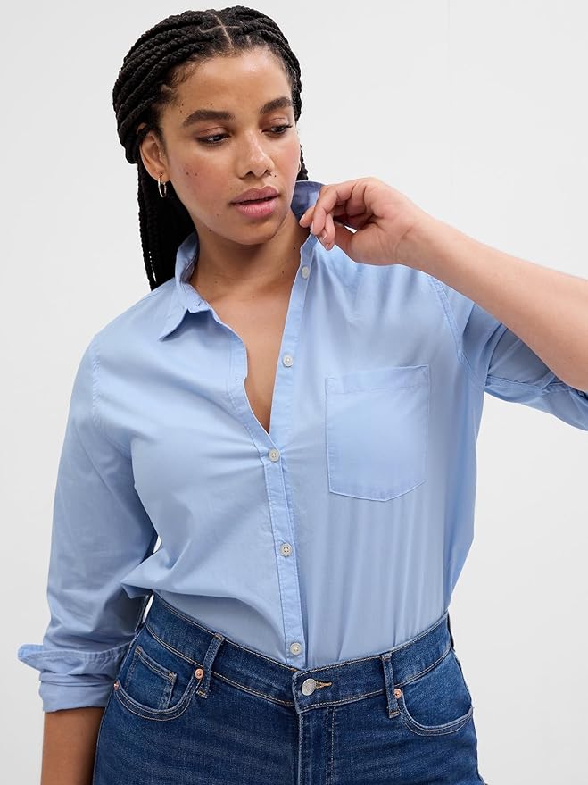 GAP, Gap Women's Classic Shirt, Blue Crystal, Small