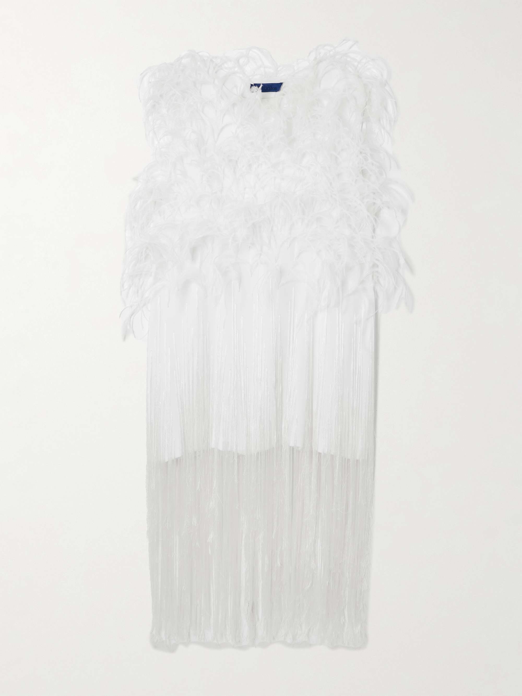 Ros Feather-Embellished Fringed Silk-Tulle Mini Dress