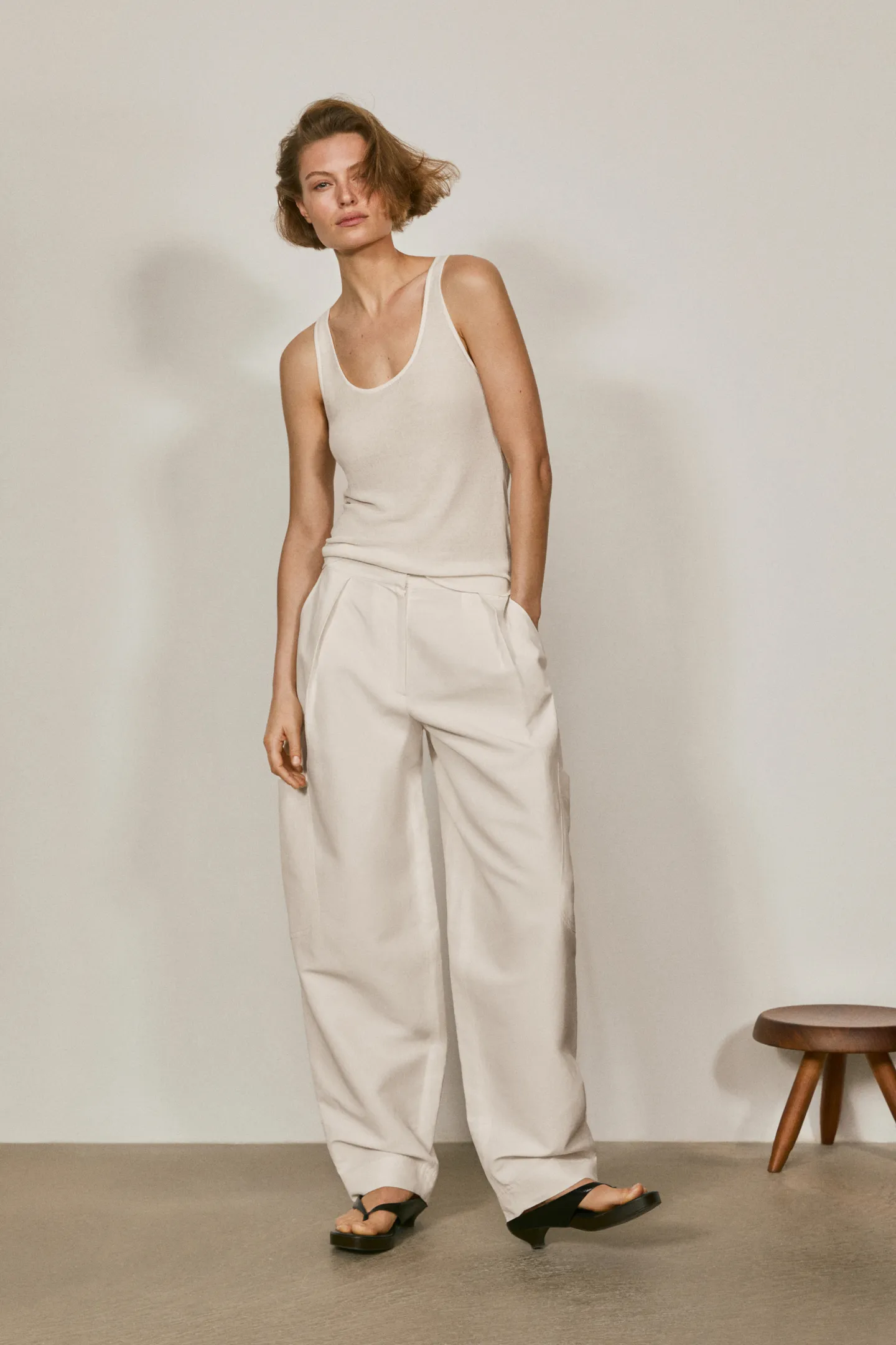 Massimo Dutti, Semi-Sheer Strappy Silk Blend Top - Limited Edition