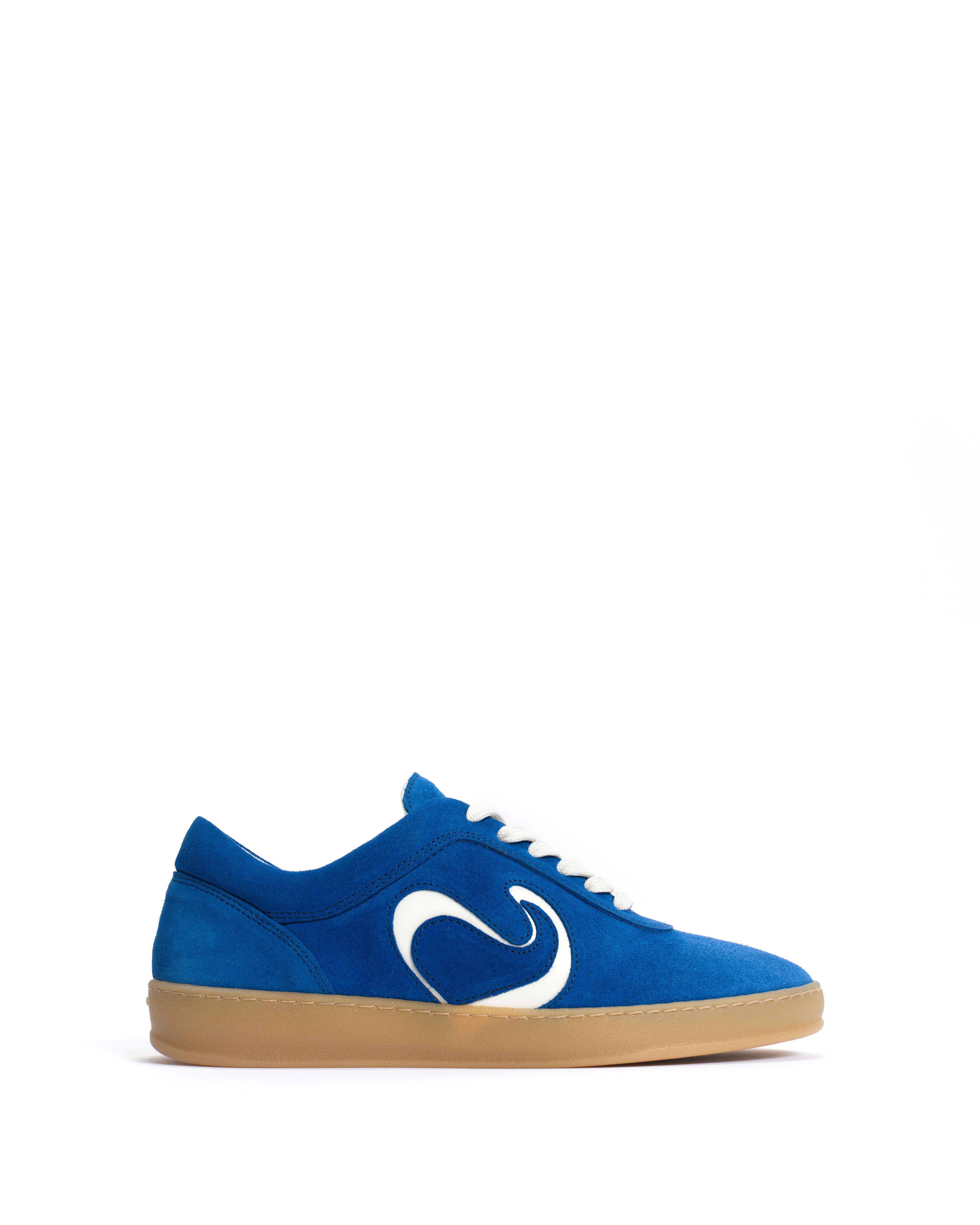 Blaire Calf Suede & Polished Soft Calf Electric Blue & Sand White