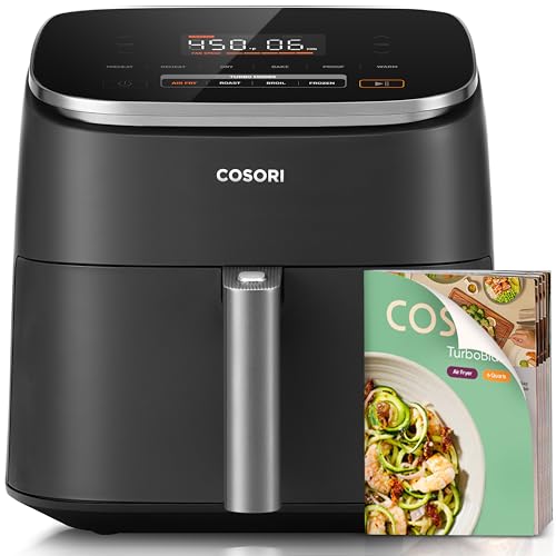 Cosori 9-In-1 Turboblaze Air Fryer 6 Qt, Pfas-Free Ceramic Coating, 90&deg;&ndash;450&deg;f, Precise Heating for Even Results, Air Fry, Roast, Bake, Broil, Dry, Frozen, Proof, Reheat, Keep Warm, 120v, Dark Gray