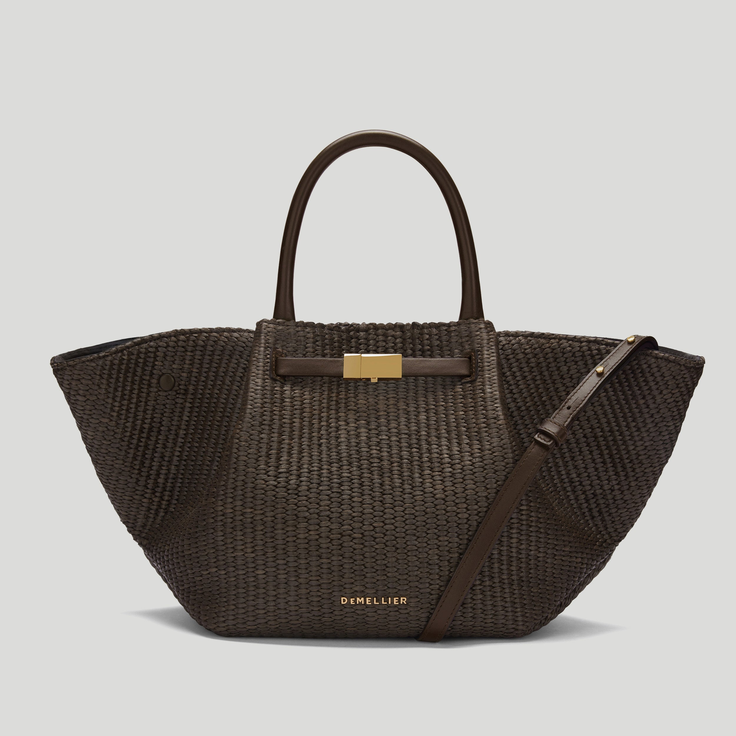 The Midi New York | Espresso Raffia & Espresso Smooth | Demellier