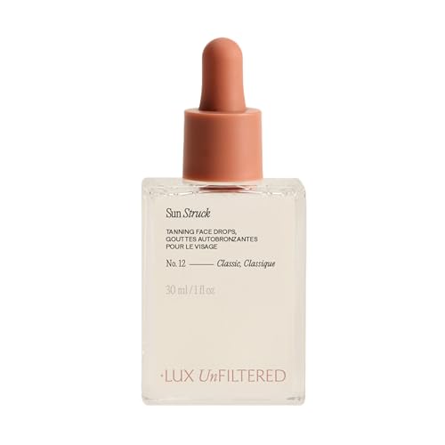 + Lux Unfiltered N&deg;12 Sun Struck Bronzing Face Tanning Drops - Gradual Self Tanner - Natural Glow, Streak-Free, Fragrance Free - Hyaluronic Acid & Vitamin E - Vegan & Cruelty Free - Classic