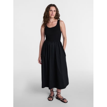 Time and Tru Women's Sleeveless Scoop Neck Midi Dress, Sizes Xs-Xxxl