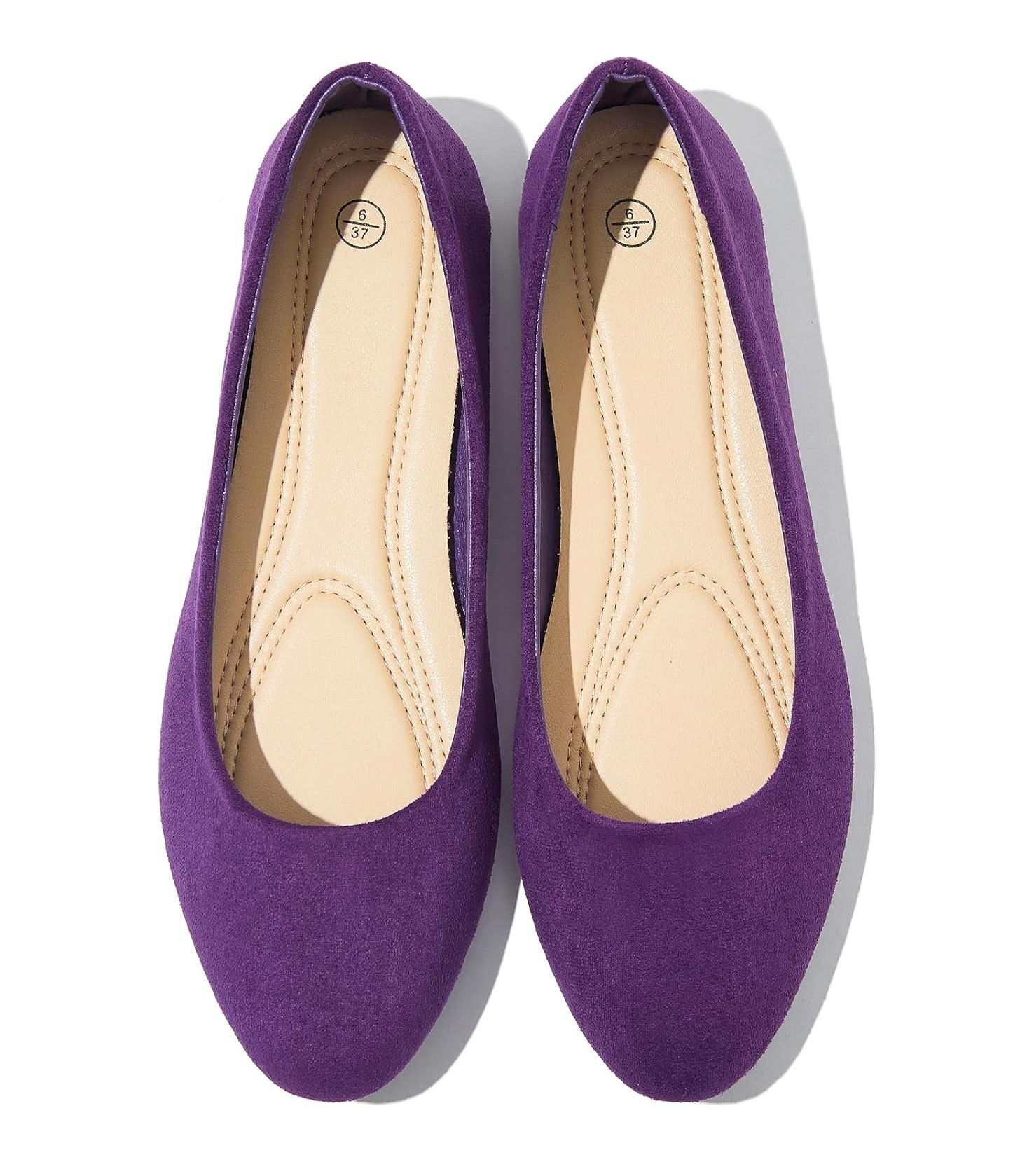 Shupua Flats for Women Round Toe Flat Shoes Dressy Black Ballet Flats Comfortable Womens Dress Shoes Ballerina Flats for Work(purple.us8)
