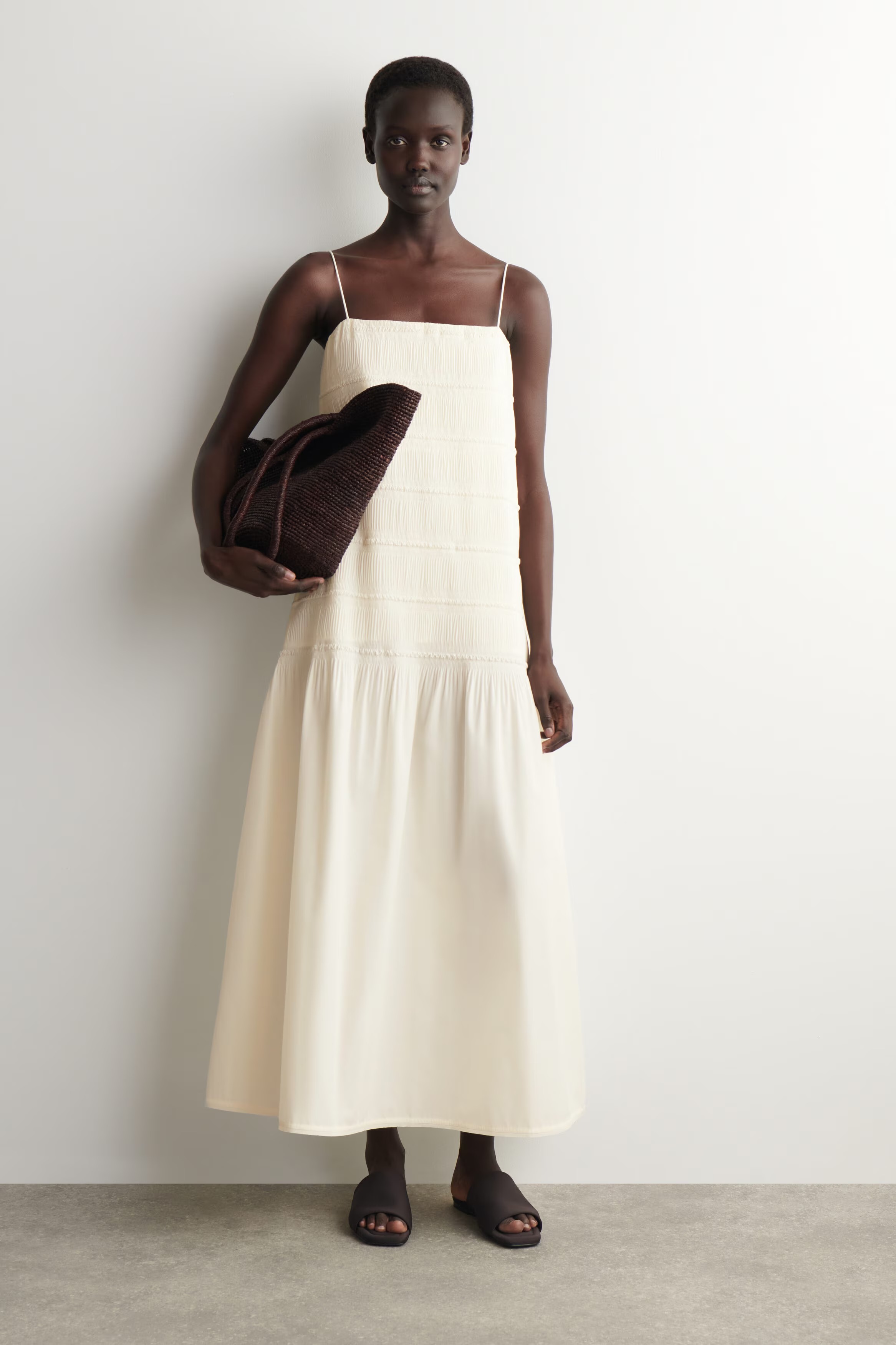 cos, Ruched Drop-Waist Dress