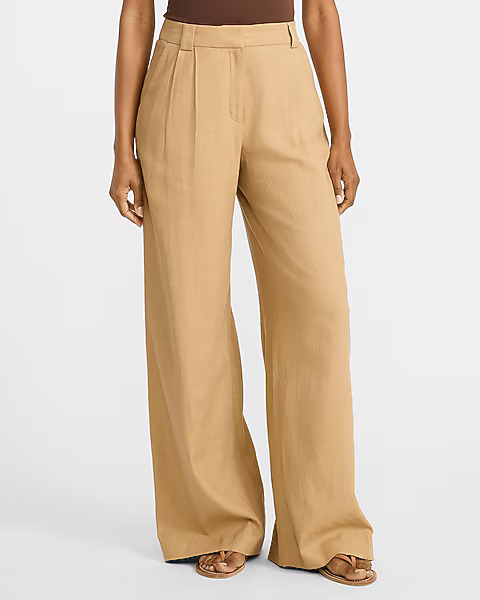 Express, Summer-Blend Linen High Waisted Relaxed Trouser