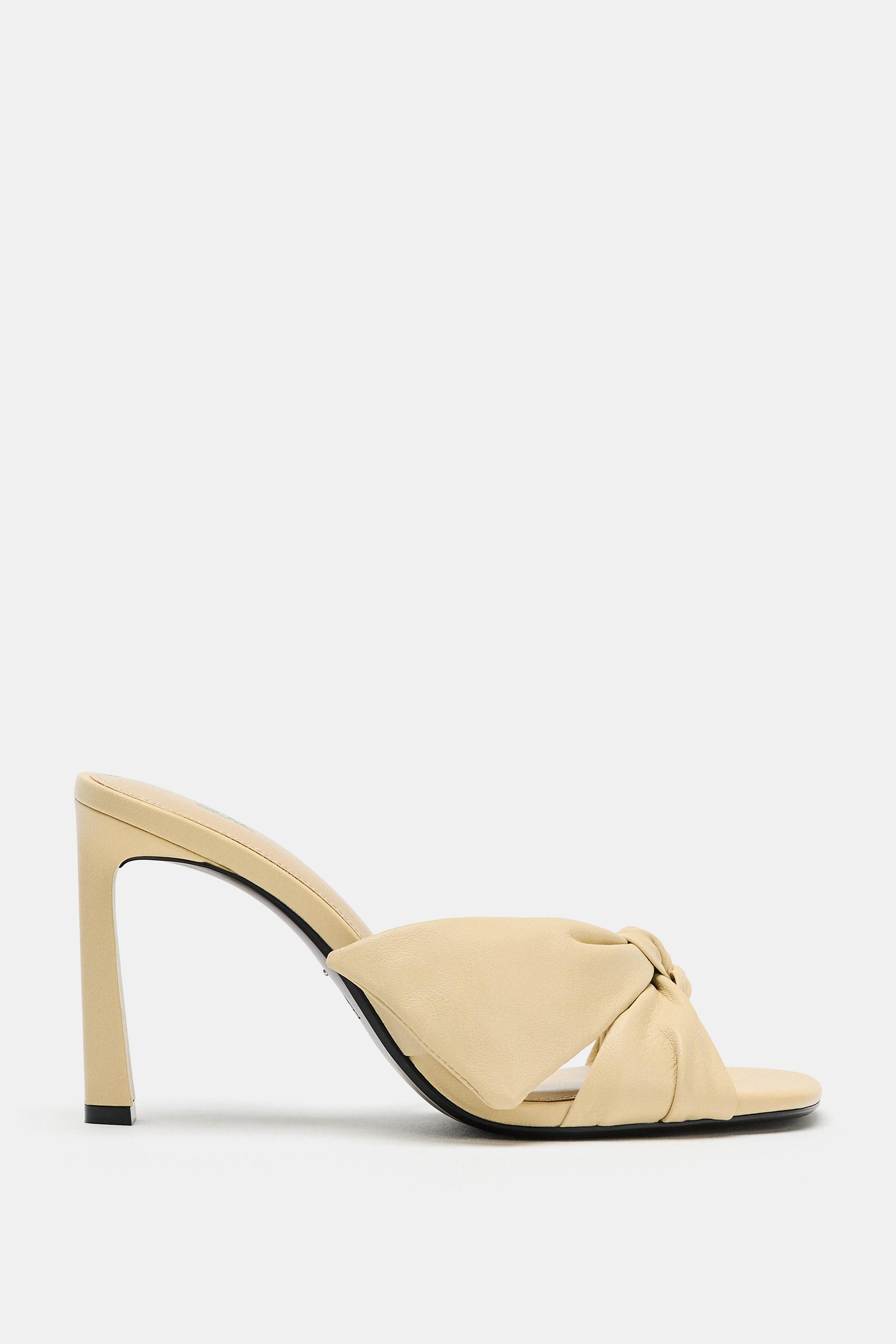 Leather Bow Heeled Sandals