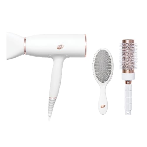 T3 Aireluxe Professional Ionic Hair Dryer and Brush Set, With 5 Heat and 3 Speed Settings, Ion Generator, Cool Shot, Includes Paddle Brush and 2.5