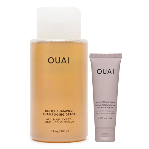 Ouai Detox Shampoo & Bond Repair Balm Set - Full Size Clarifying Shampoo + In-Shower Bond Repair Hair Mask Duo - Wash Day Reset Kit for Build Up, Dry & Damaged Hair - Sulfate-Free, Color Safe