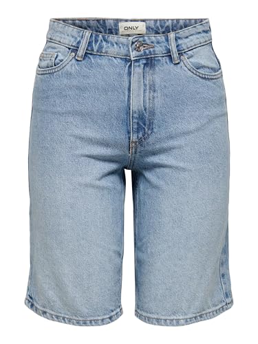 Only Women's Onlsonny Hw Wide Dnm Shorts Nas843 Noos Shorts, Light Blue Denim, Xs