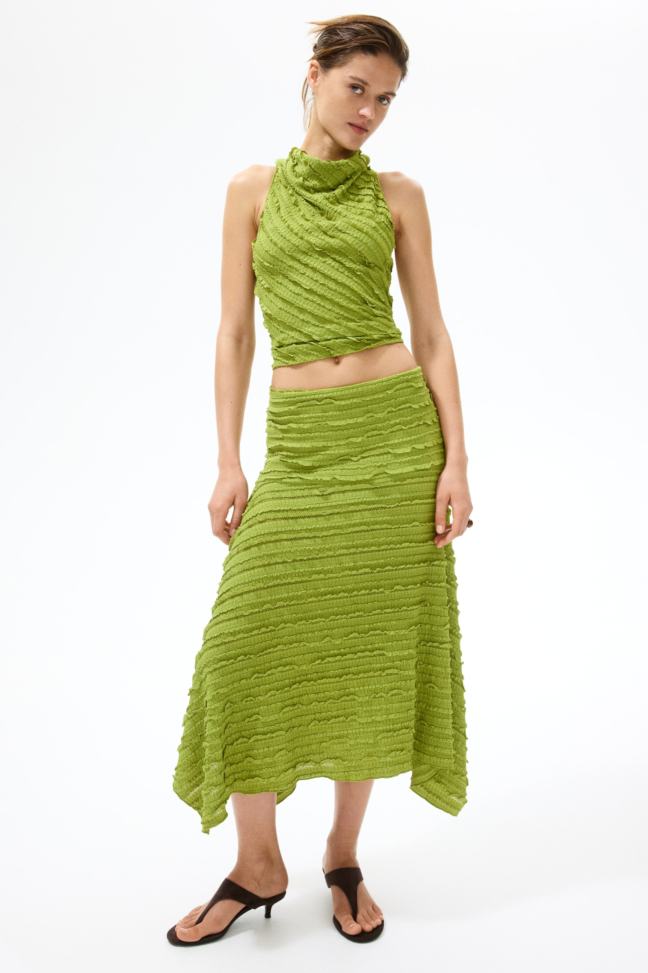 Frill-Trimmed Handkerchief Skirt