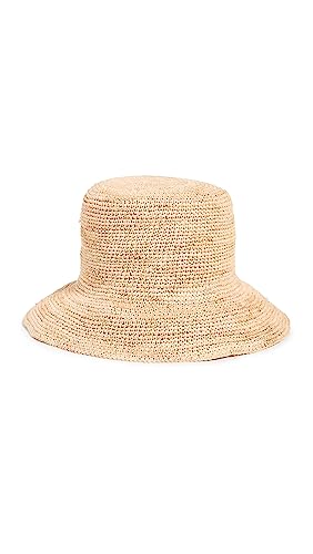 Hat Attack Women's Chic Crochet Straw Bucket Hat, Natural, One Size