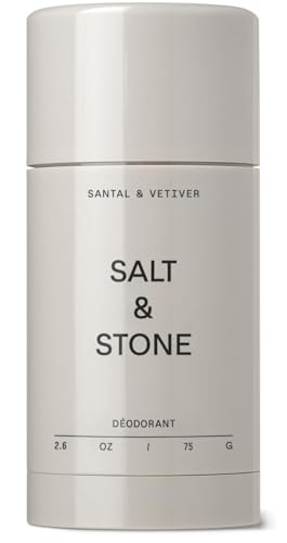 Salt & Stone Aluminum Free Deodorant | Extra Strength 48 Hour Protection for Women & Men | Made With Seaweed Extracts, Niacinamide & Prebiotics | Santal & Vetiver