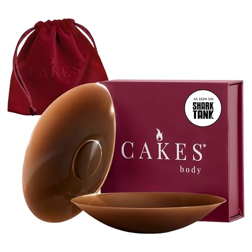 Cakes Body&reg; Sticky Circle Nipple Covers for Women - the Viral Sticky Boobs With an Adhesive-Free Nip Nook&trade; - Silicone Nipple Covers With Travel Pouch - Cocoa, Itty Bitty Size (aa-A)