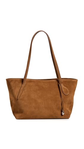 Liffner Women's Sprout Suede Midi Tote Bag, Saddle Brown Silver Charm, One Size