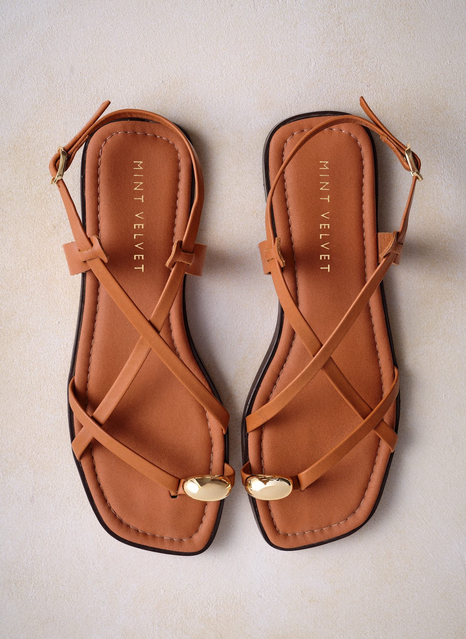 Sofia Tan Leather Strappy Sandals