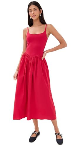 Le Bop Women's Alix Mixed Fabric Tank Dress, Poppy Red, L