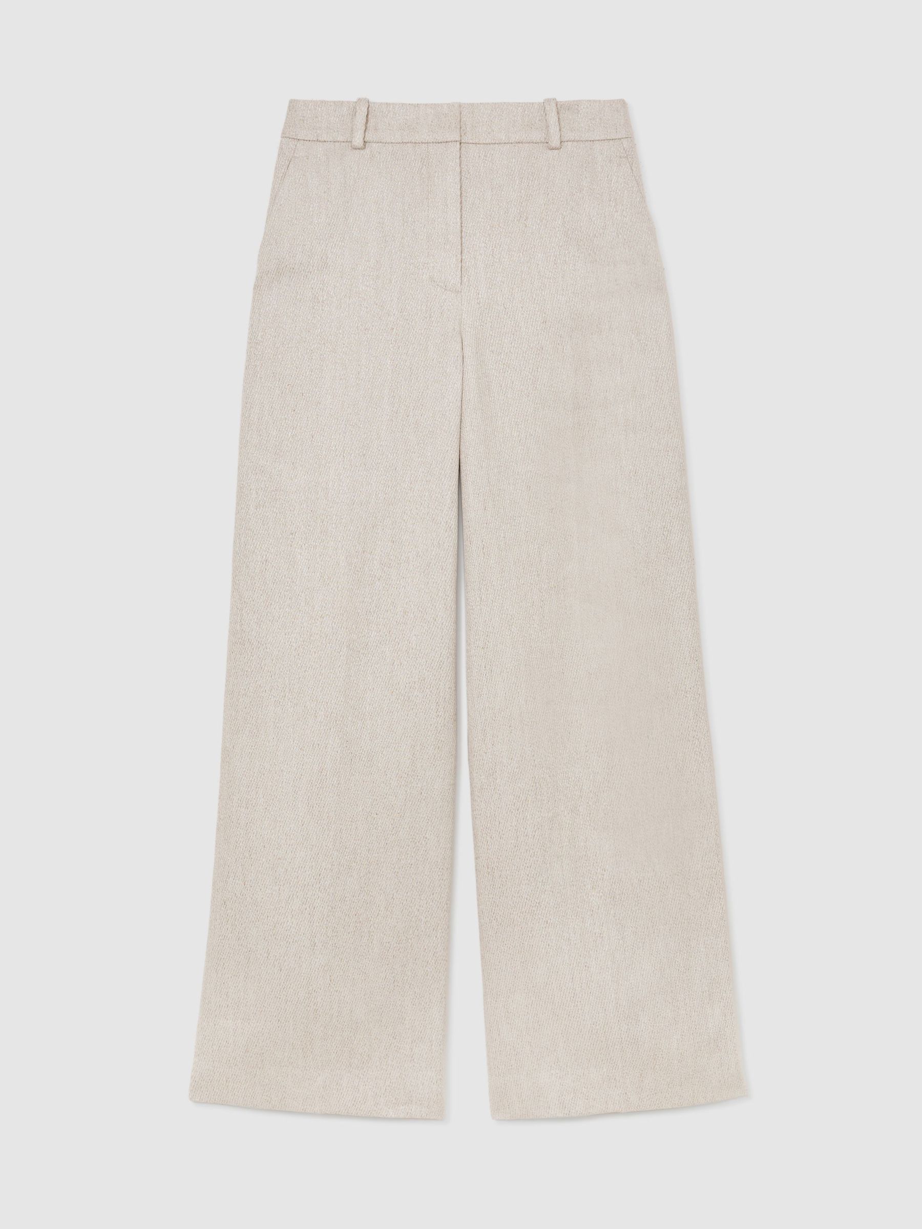 Linen-Blend Textured Wide-Leg Trousers in Neutral - Size 4 R