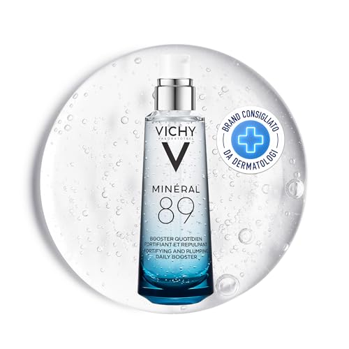 Vichy Minéral 89 Hyaluronic Acid Daily Hydrating Booster Serum, for All Skin Types, With Polyglutamic Acid, Lightweight Watery Gel Texture, Hypoallergenic, 75ml