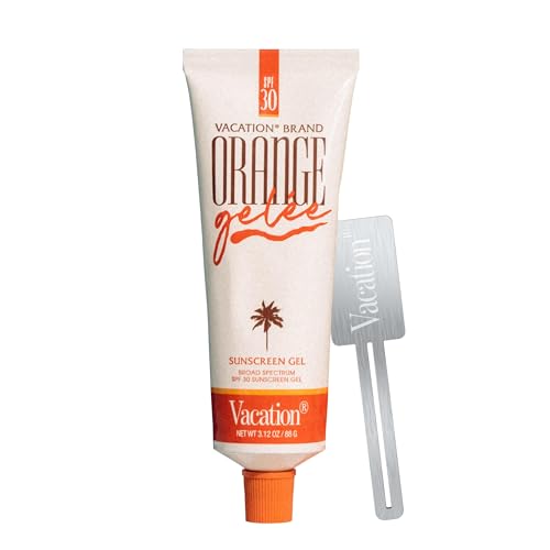 Vacation Orange Gel&eacute;e Spf 30 Sunscreen Gel and Tube Key Bundle, 3.12 Fluid Ounces - Hydrating Balm-To-Oil Tanning Gel, Transparent, Water-Resistant, Travel Size
