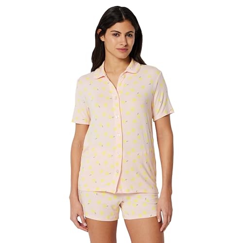 Amazon Essentials Women's X Sofia Grainge Mommy and Me Short Sleeve Pajama Set, Light Pink Lemon, Medium