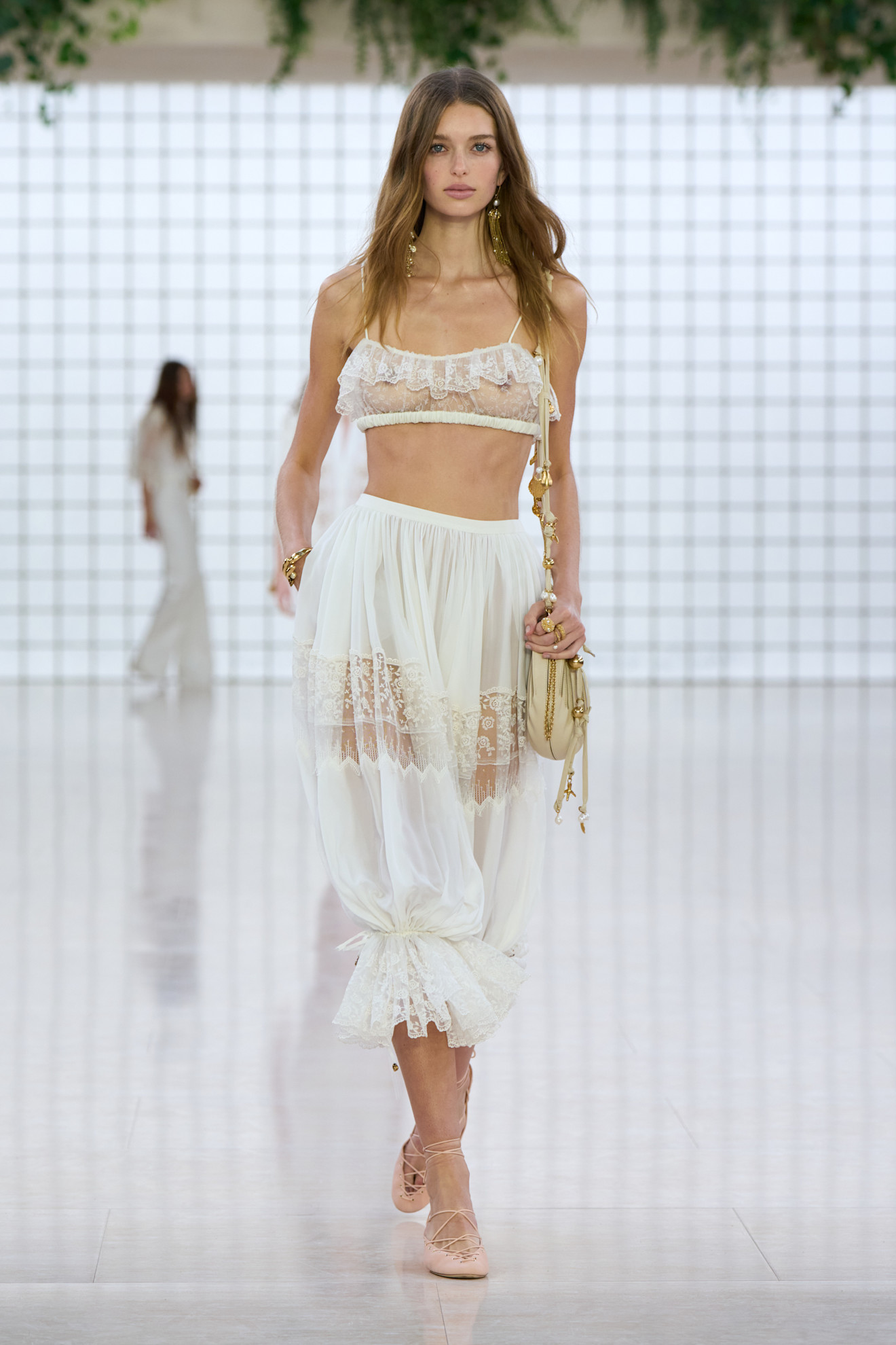 Photos of models on the runway wearing the pantaloon trend