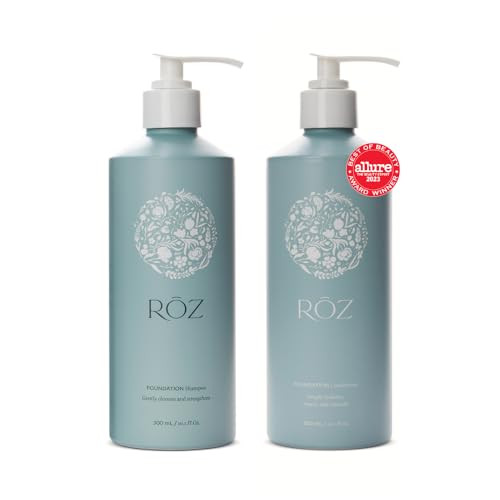 RŌz Foundation Shampoo and Conditioner Set Duo - Sulfate-Free Hydrating Shampoo and Conditioner for Women & Men - All Hair Types | Vegan, Color-Safe, Silicone & Paraben-Free | 10.1 Oz Each