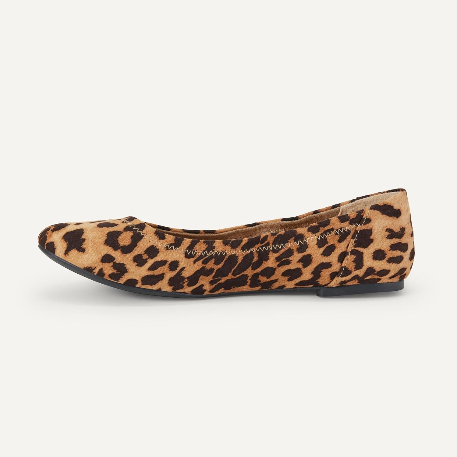 Amazon Essentials Women's Belice Comfortable Slip-On Ballet Flats Shoes, Light Brown Leopard, 8