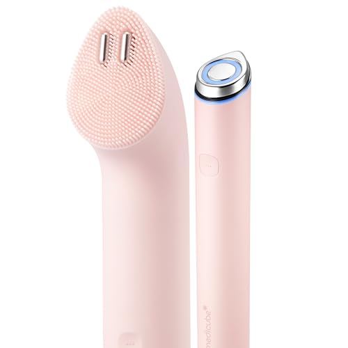 Medicube Mini Booster Pro Plus Cleansing Device Set | 2-In-1 Facial Cleansing, Skincare Device | Pore, Makeup, Excess Sebum Care | Portable Skincare Booster With 3 Modes | Korean Facial Device, Pink