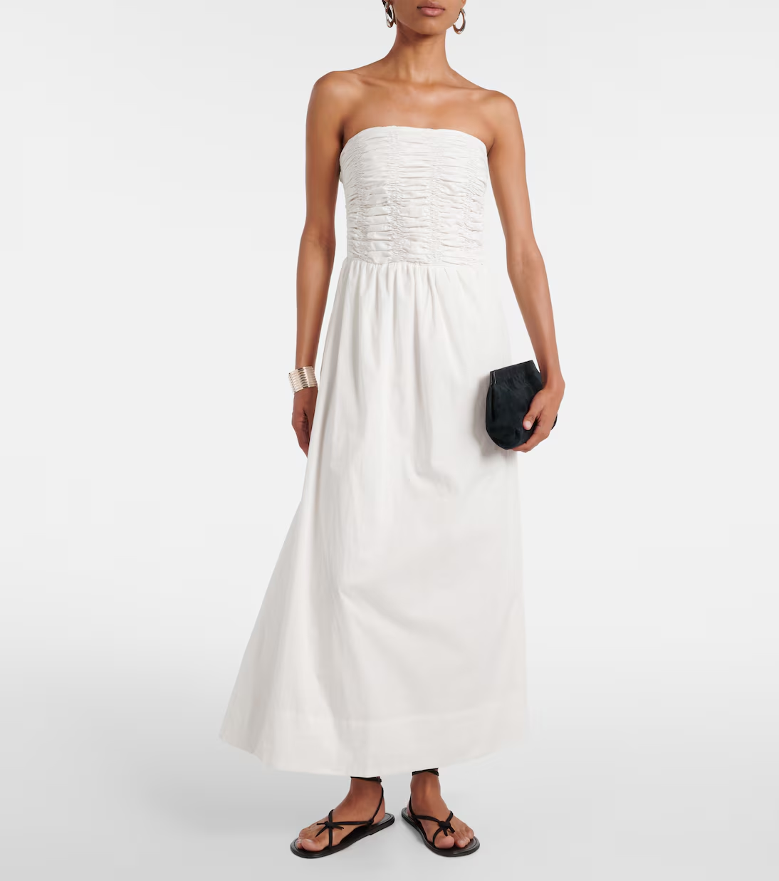 Faithfull, Dominquez strapless cotton midi dress