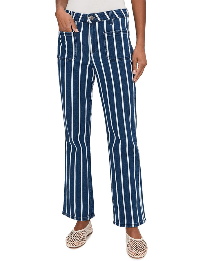 Kut From the Kloth Womens Kelsey-High-Rise Ankle Flare With Patch Pocket in Indigo/white Indigo/white 10 28
