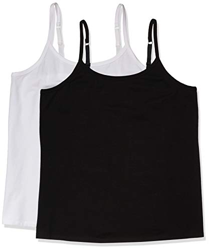 Amazon Essentials Women's Fitted Tank Top Camisole Undershirts, Plus Size, Pack of 2, Black/white, 1x