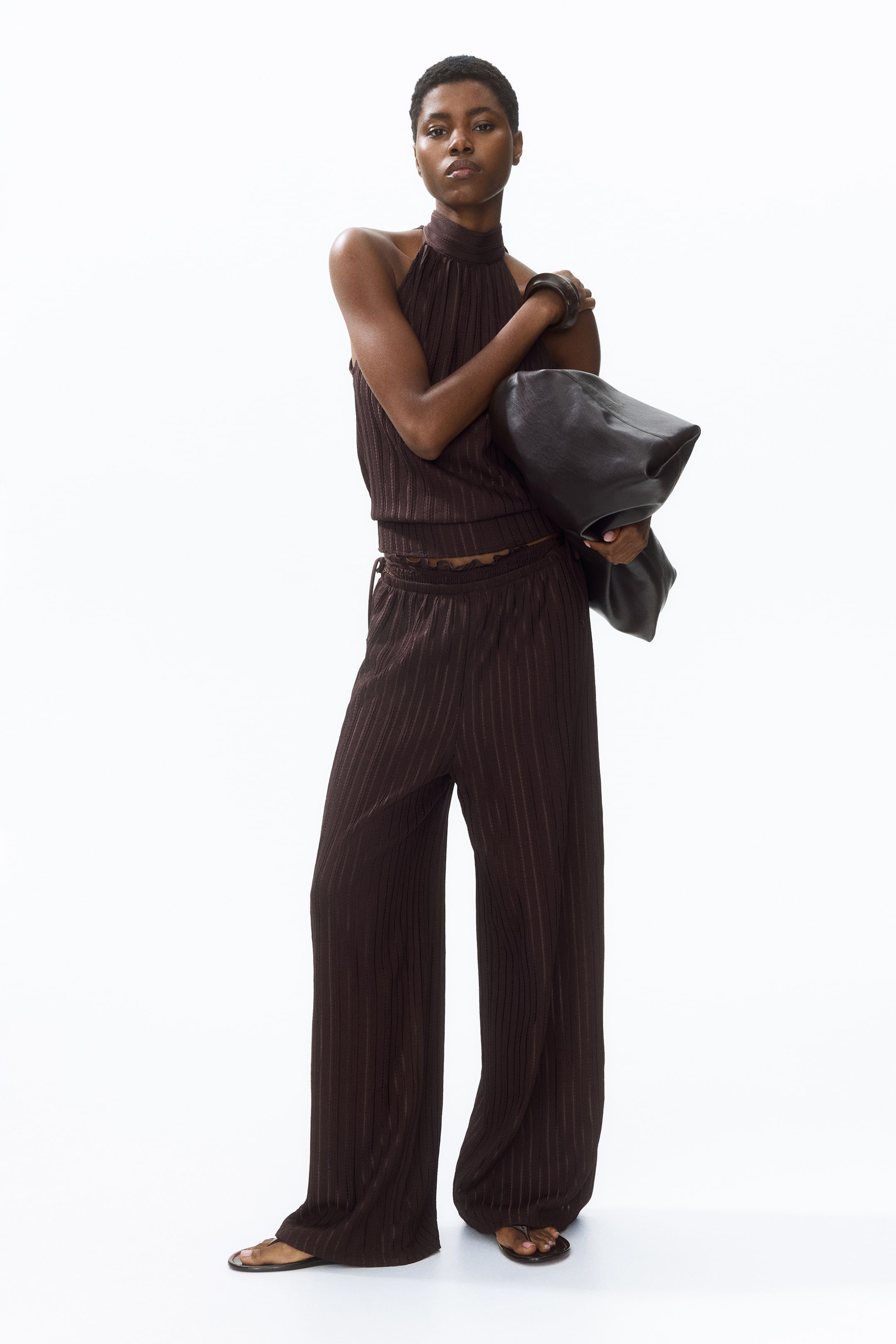 Crinkled Pull-On Trousers