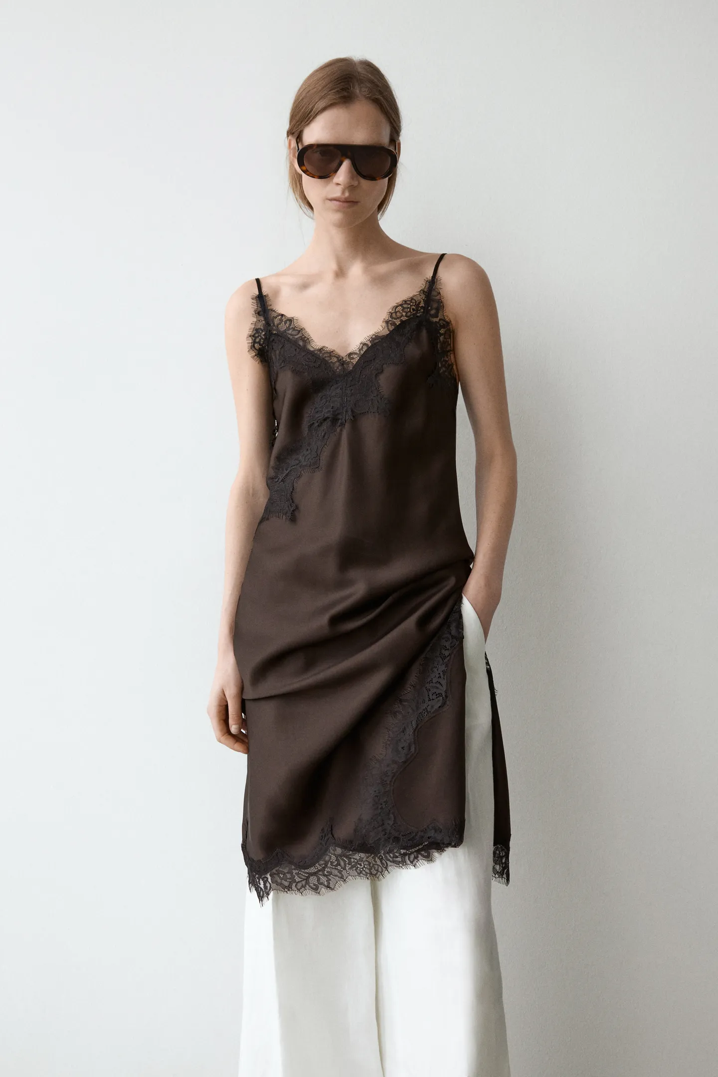 Massimo Dutti, Camisole Dress With Lace Detail