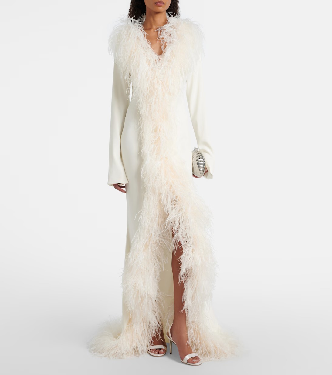 Taller Marmo, Bridal Hollywood Feather-Trimmed Gown