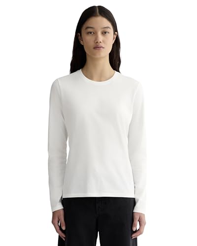 Everlane the Slim Long-Sleeve Crew in Essential Cotton - White Large