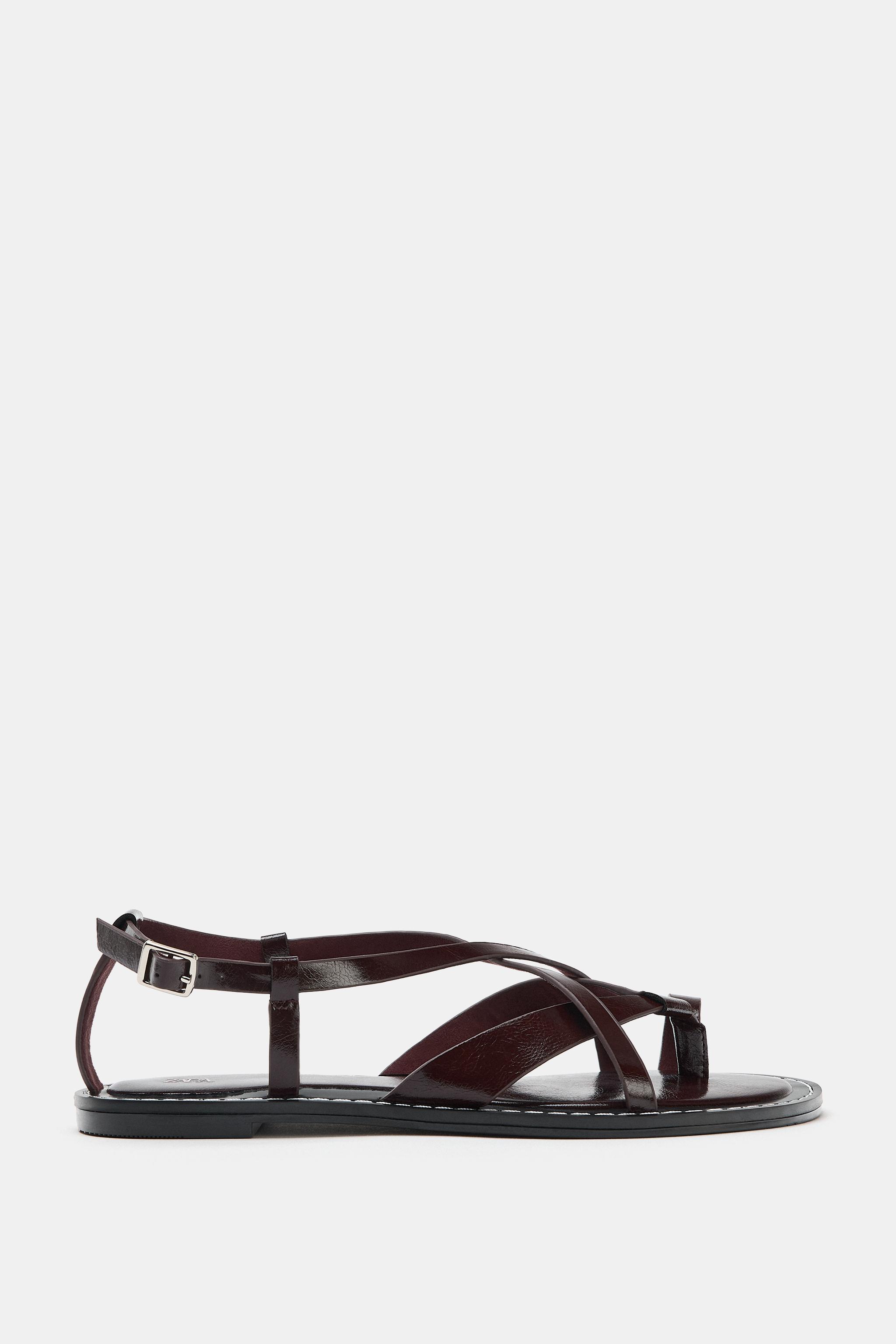 Flat Crossed Strap Sandals
