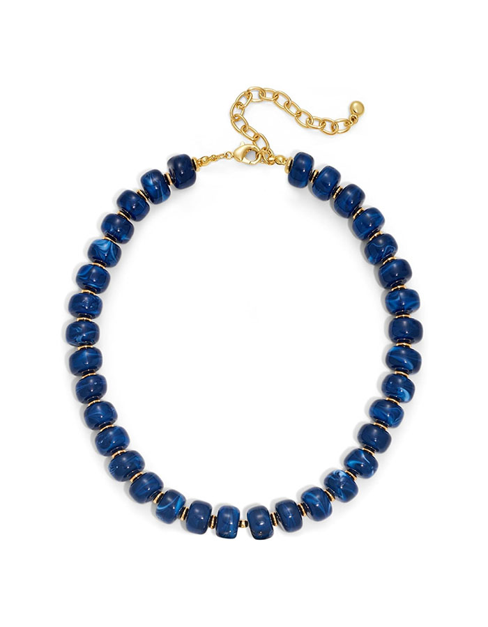 Lilie&white Dark Blue Resin Chunky Necklace for Women Trendy Boho Acrylic Beaded Choker Necklaces Handmade Summer Necklace Jewelry Gift