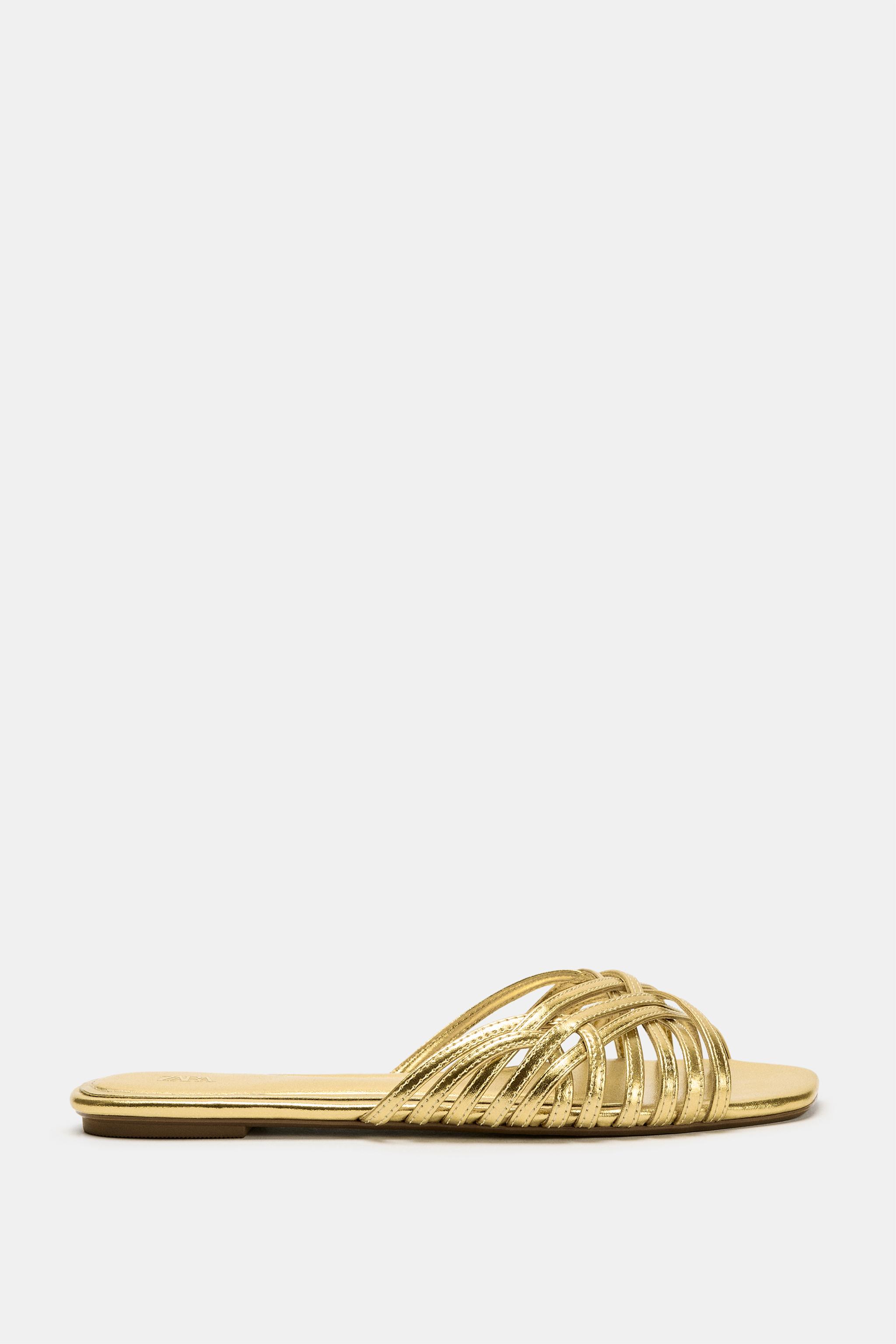 Metallic Effect Flat Sandals