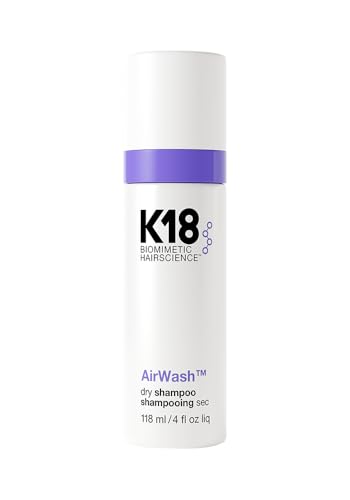 K18 Airwash Non Aerosol Dry Shampoo Spray - Odor Eliminating Dry Shampoo for Women With No White Cast - Fresh Hair + Scalp for 3 Days - Absorbs Oil + Sweat Without Heavy Fragrances (4 Fl Oz)