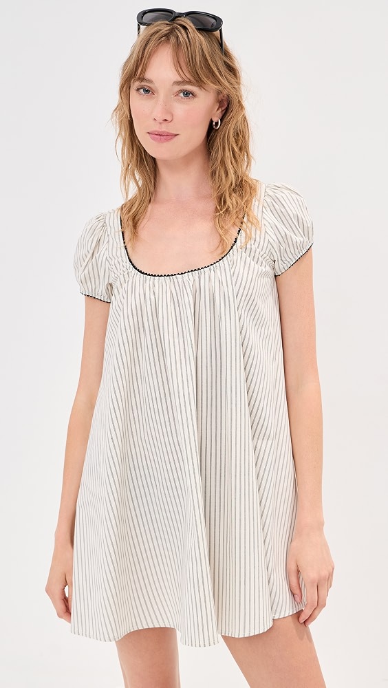Babydoll Dress - Ivory/black Stripe