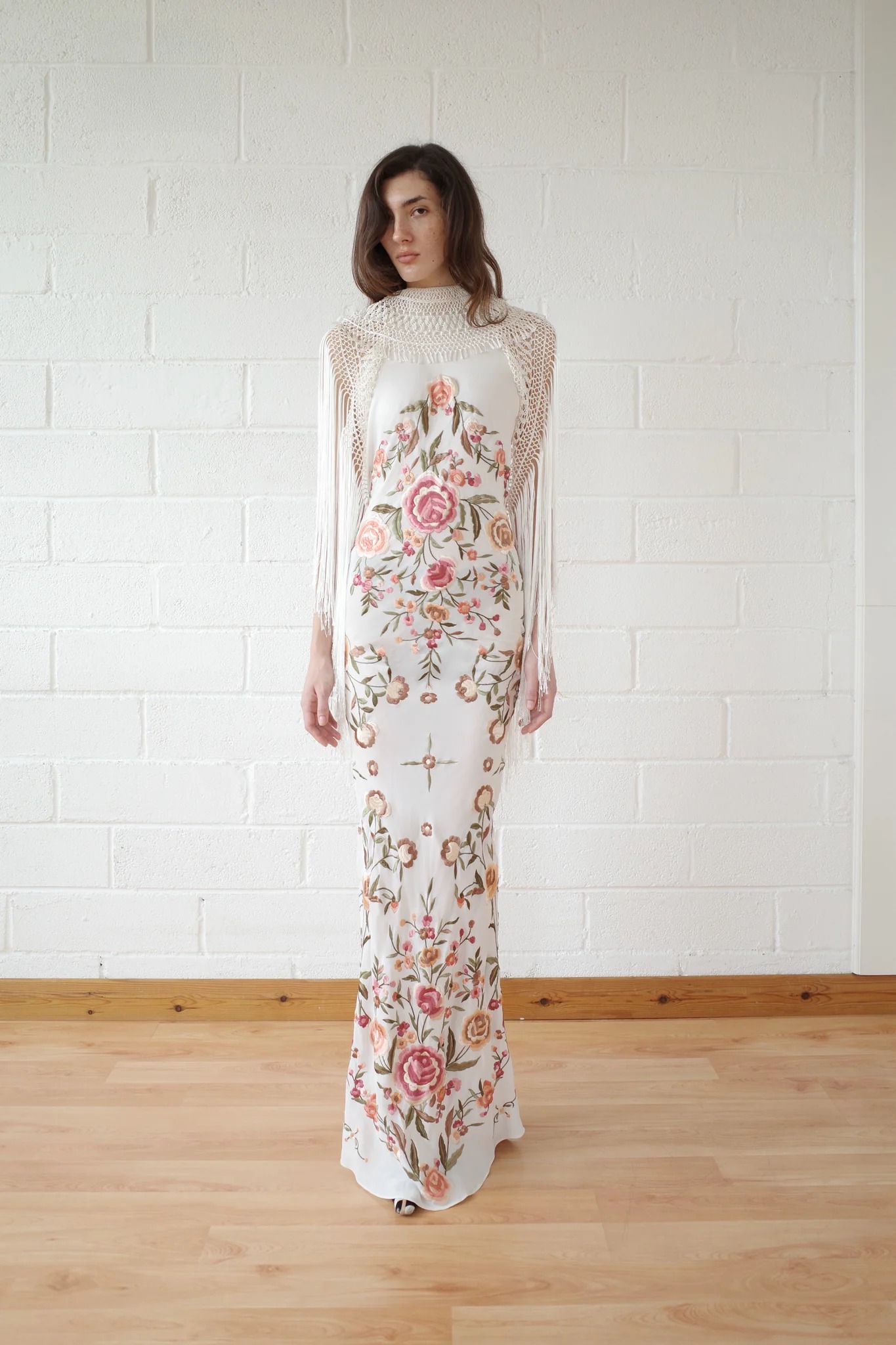 Connor Ives, The Demi Couture Piano Shawl Gown- White